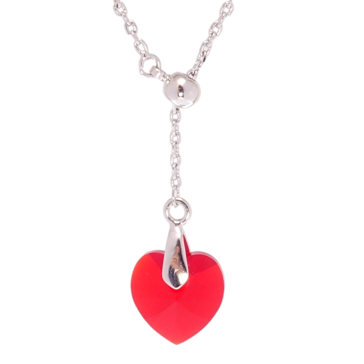 Кулон Xuping колір Родій з кр-ми Swarovski на ланцюжку Кристал Light Siam на бігунці довжина 43-46см х 1мм фото №6