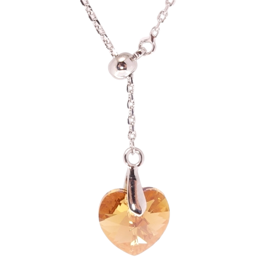 Кулон Xuping цвет Родий с кр-ми Swarovski на цепочке Кристалл Topaz на бегунке длина 43-46см х 1мм фото №1