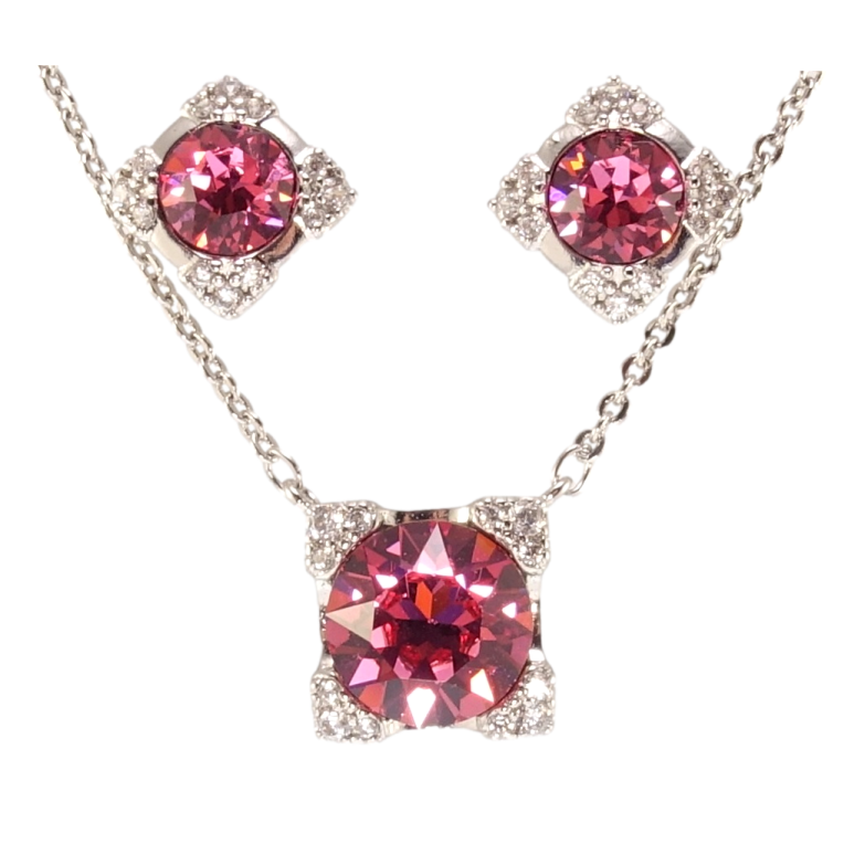 Набор Xuping цвет Родий с кр-ми Swarovski Серьги Кулон на цепочке Кристаллы Rose длина 41-45см х 1мм фото №1 Набор Xuping цвет Родий с кр-ми Swarovski Серьги Кулон на цепочке Кристаллы Rose длина 41-45см х 1мм фото №1