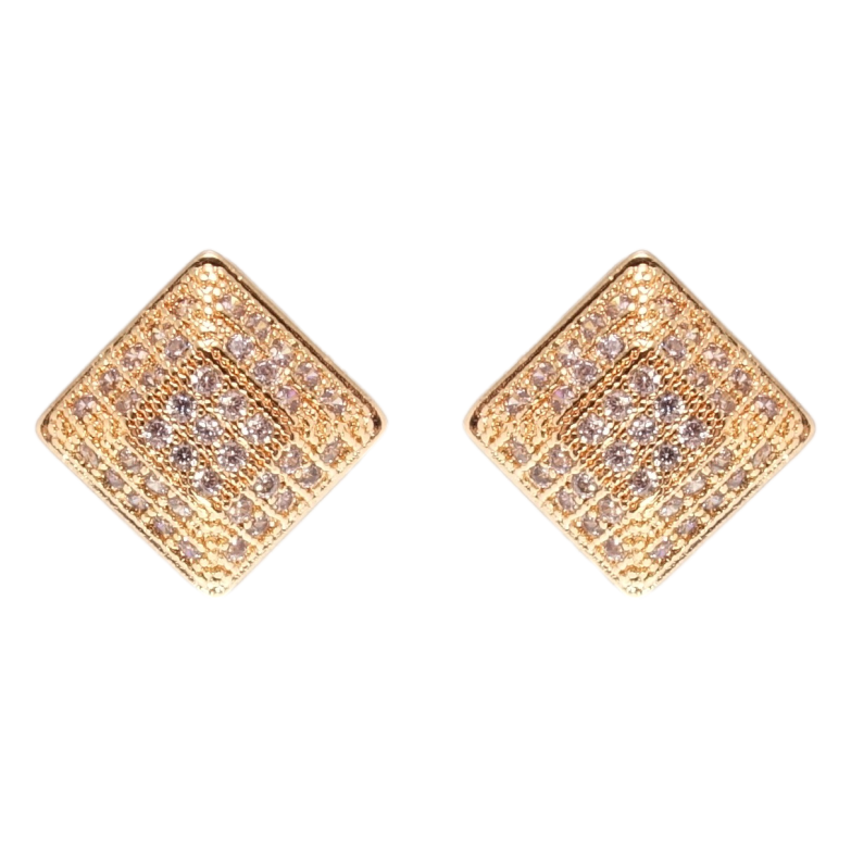 Серьги Xuping M&L Цвет 18K пусеты Ромбы с цирконием 9х9мм фото №1