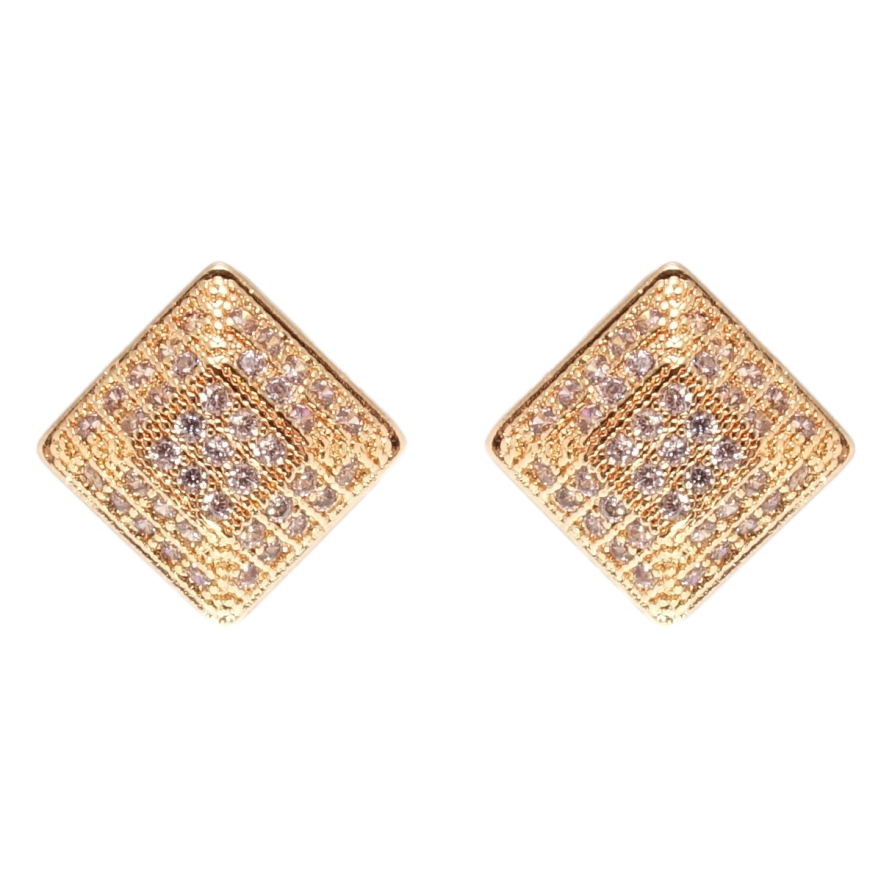 Сережки Xuping M&L Колір 18K пусети Ромби з цирконієм 9х9мм фото №1