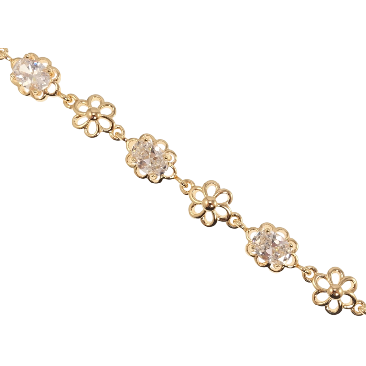 Браслет Xuping M&L Колір 18К Квіточки зі вставками фіанітів довжина 19.5см х 7мм фото №3 Браслет Xuping M&L Колір 18К Квіточки зі вставками фіанітів довжина 19.5см х 7мм фото №3
