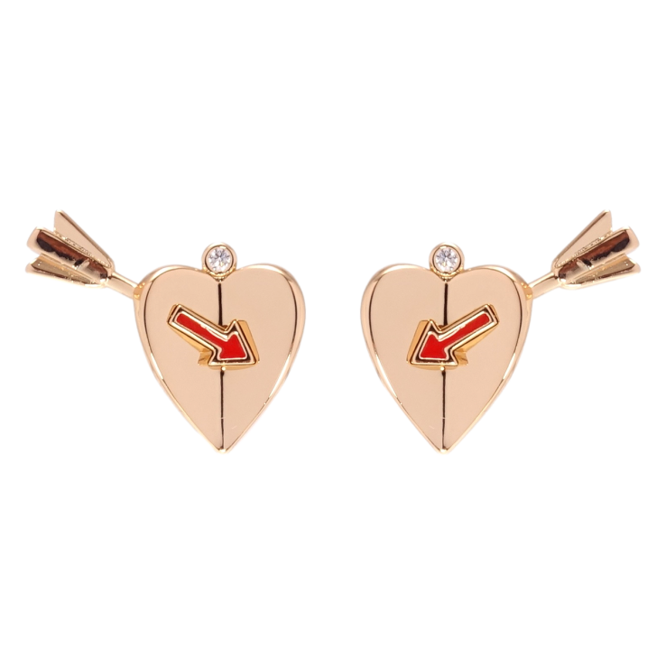 Серьги Xuping QQMM Позолота 18K пусеты Сердечки с стрелами фото №21