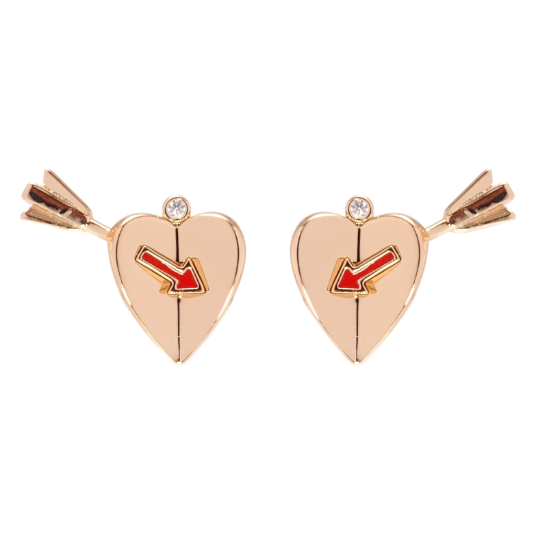 Серьги Xuping QQMM Позолота 18K пусеты Сердечки с стрелами фото №2