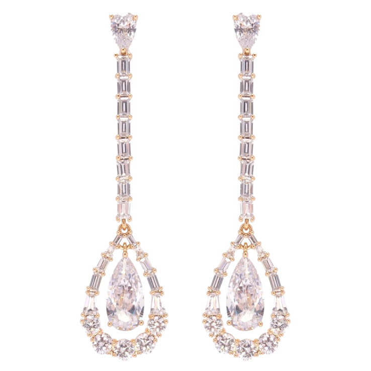 Серьги Xuping QQMM Позолота 18K пусеты Кристальные подвески фото №6