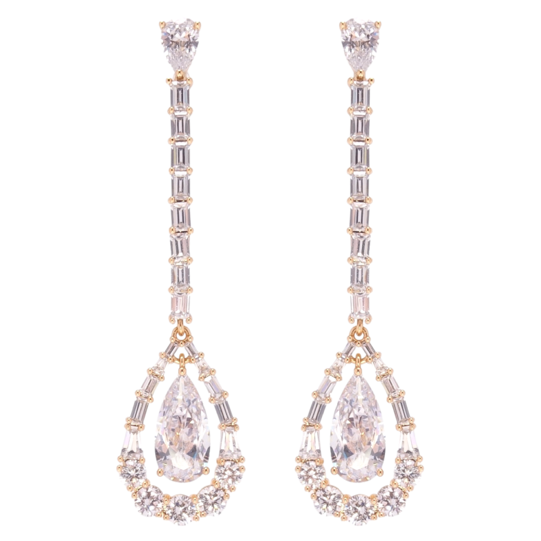 Сережки Xuping QQMM Позолота 18K пусети Кристальні підвіски фото №1