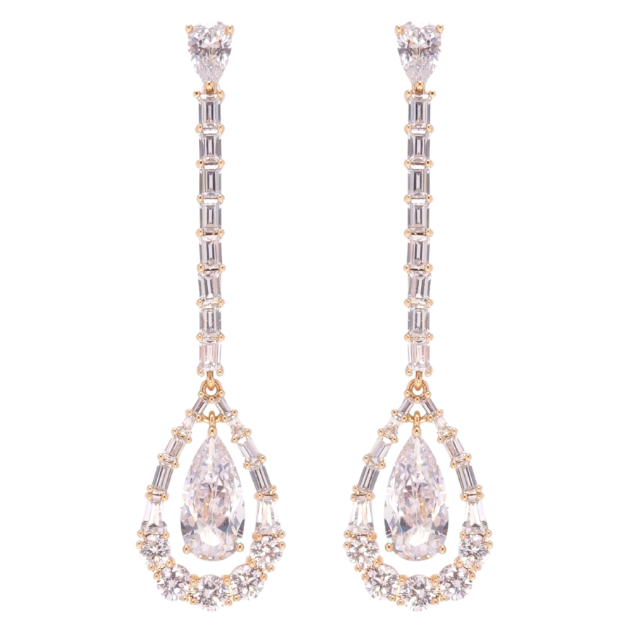 Серьги Xuping QQMM Позолота 18K пусеты Кристальные подвески фото №1