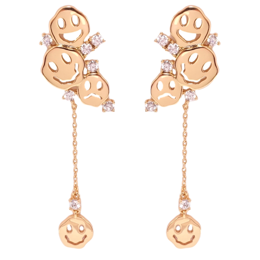 Серьги Xuping QQMM Позолота 18K пусеты Смайлы фото №1