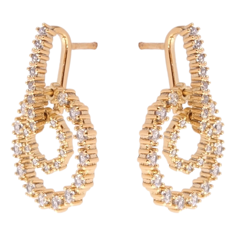 Сережки Xuping QQMM Позолота 18K пусети колечки інкрустація цирконієм фото №1