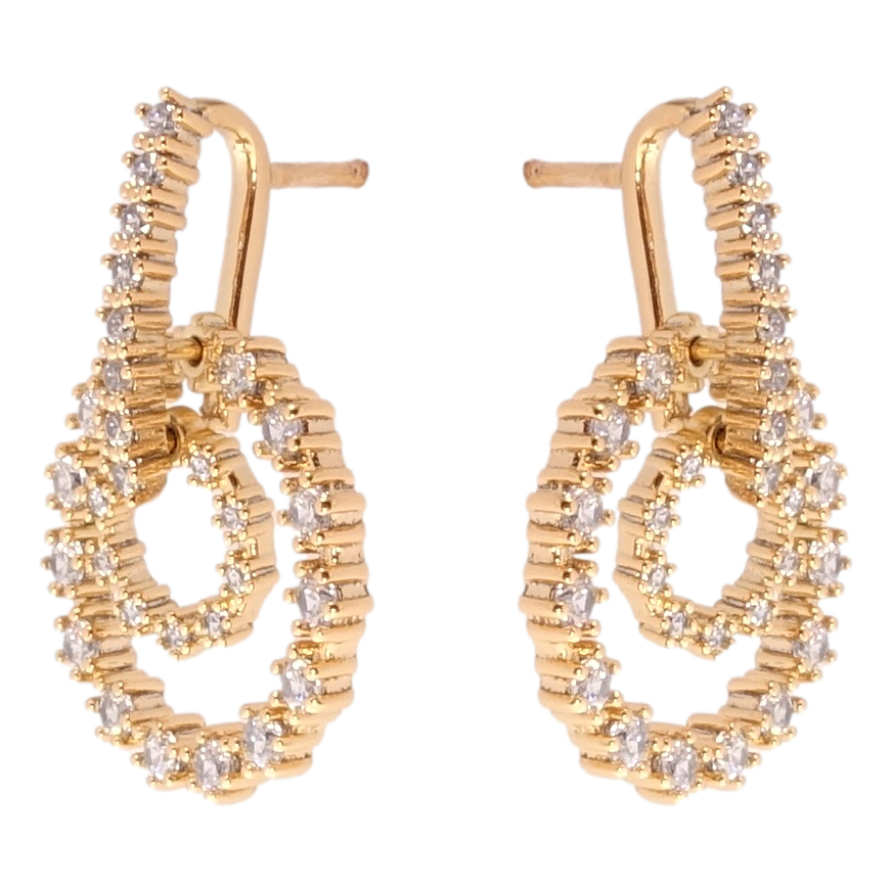 Сережки Xuping QQMM Позолота 18K пусети колечки інкрустація цирконієм фото №1