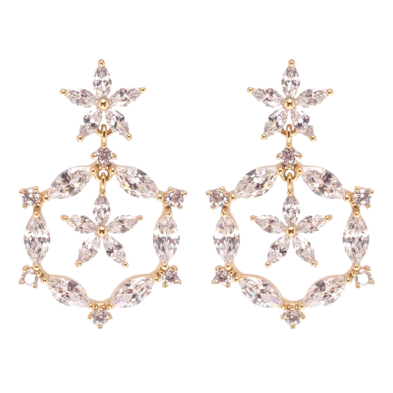 Сережки Xuping JEAN GOUJON Позолота 18K пусети Кристальні підвіски фото №1