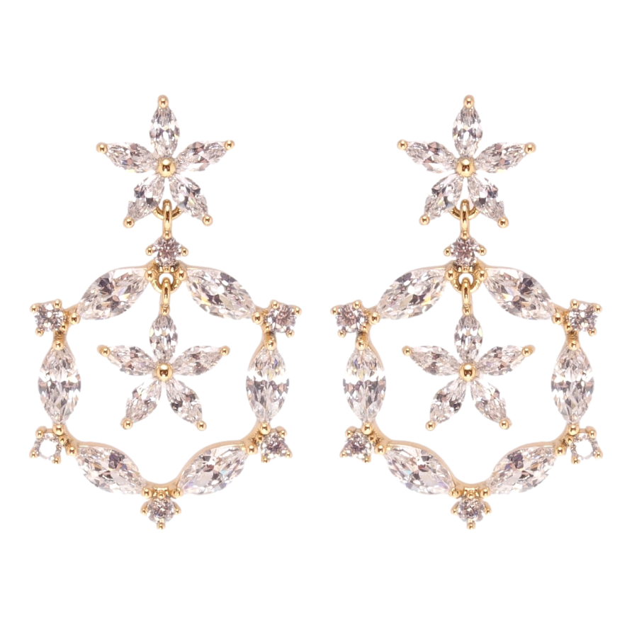 Сережки Xuping JEAN GOUJON Позолота 18K пусети Кристальні підвіски фото №1