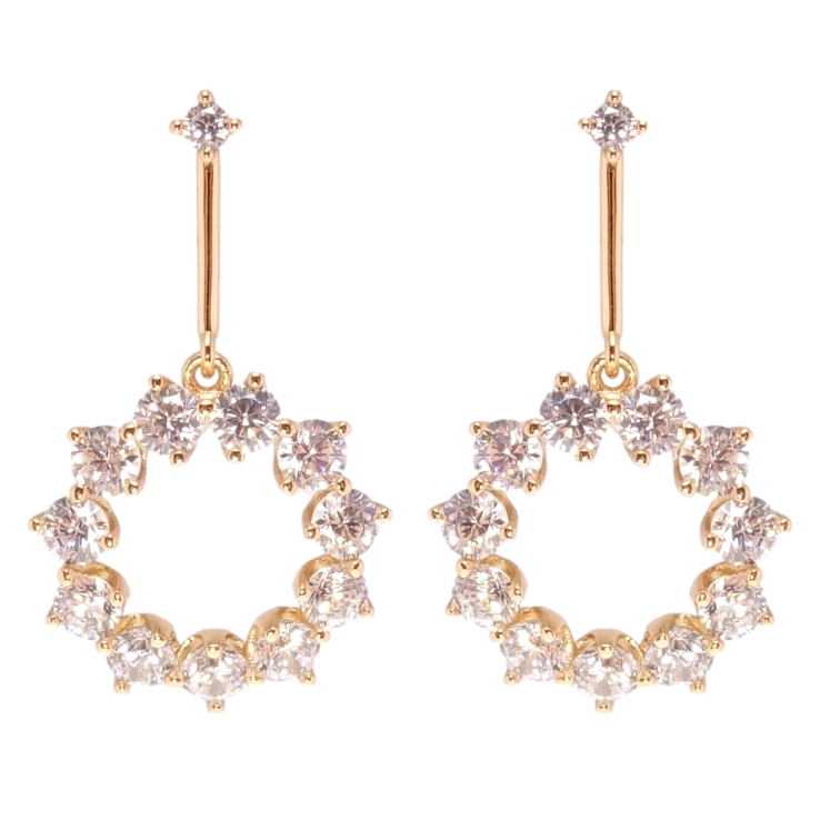 Серьги Xuping JEAN GOUJON Позолота 18K пусеты Кольца с цирконием фото №2