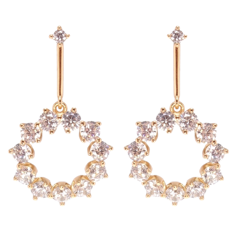 Серьги Xuping JEAN GOUJON Позолота 18K пусеты Кольца с цирконием фото №1