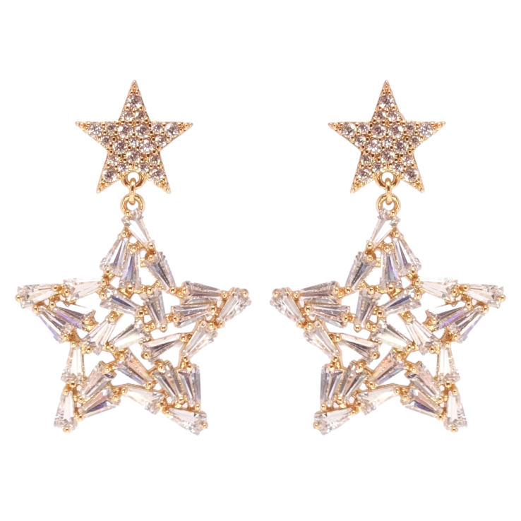 Серьги Xuping JEAN GOUJON Позолота 18K пусеты Кристальные звезды фото №25