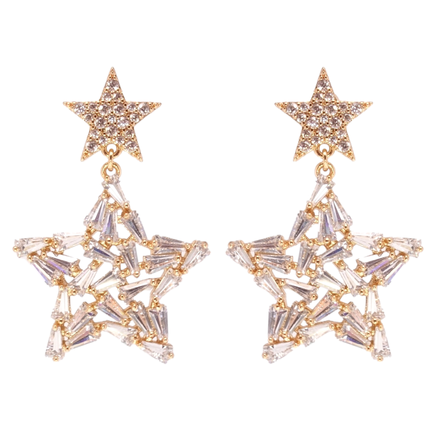 Серьги Xuping JEAN GOUJON Позолота 18K пусеты Кристальные звезды фото №1