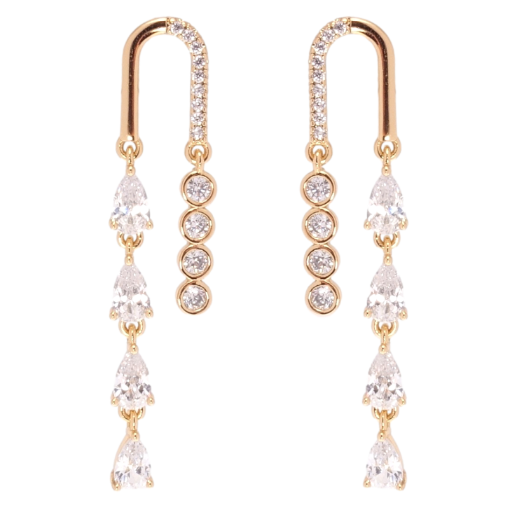 Серьги Xuping JEAN GOUJON Позолота 18K пусеты Инкрустация цирконием фото №3