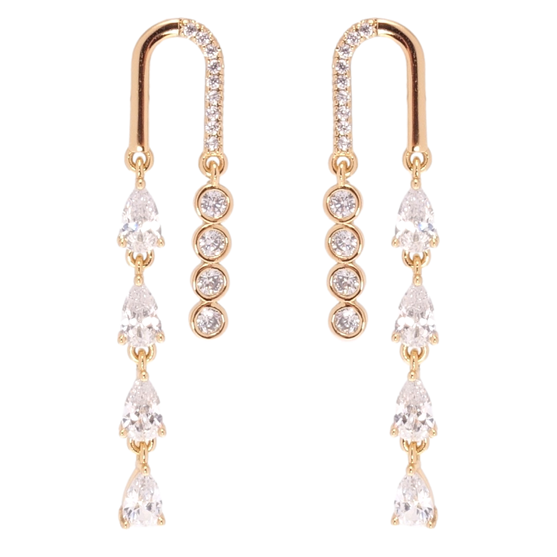 Серьги Xuping JEAN GOUJON Позолота 18K пусеты Инкрустация цирконием фото №2