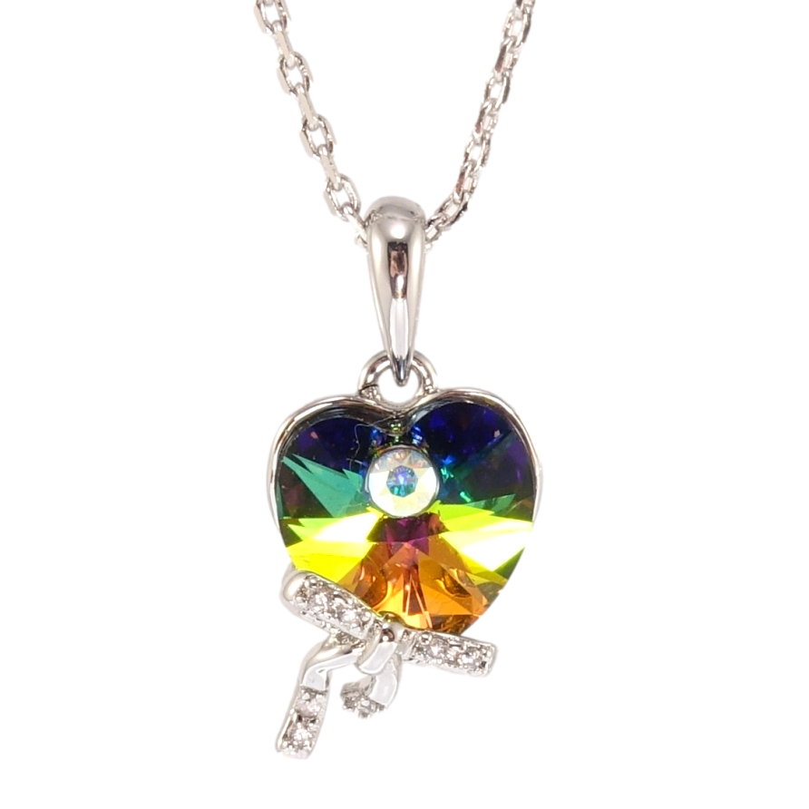 Кулон Xuping колір Родій з кр-ми Swarovski на ланцюжку Кристал Vitrail Medium довжина 39-44,5см х 1мм фото №1