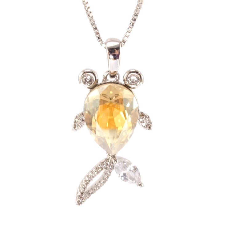 Кулон Xuping колір Родій з кр-ми Swarovski на ланцюжку Рибка кристал Golden Shadow довжина 42,44,46см х 1мм фото №5