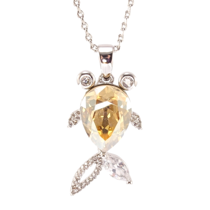Кулон Xuping колір Родій з кр-ми Swarovski на ланцюжку Рибка кристал Golden Shadow довжина 34,5-39,5см х 1мм фото №16