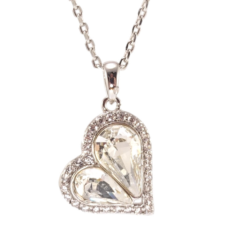 Кулон Xuping колір Родій з кр-ми Swarovski на ланцюжку Серце кристали Clear довжина 40-45,55см х 1мм фото №3