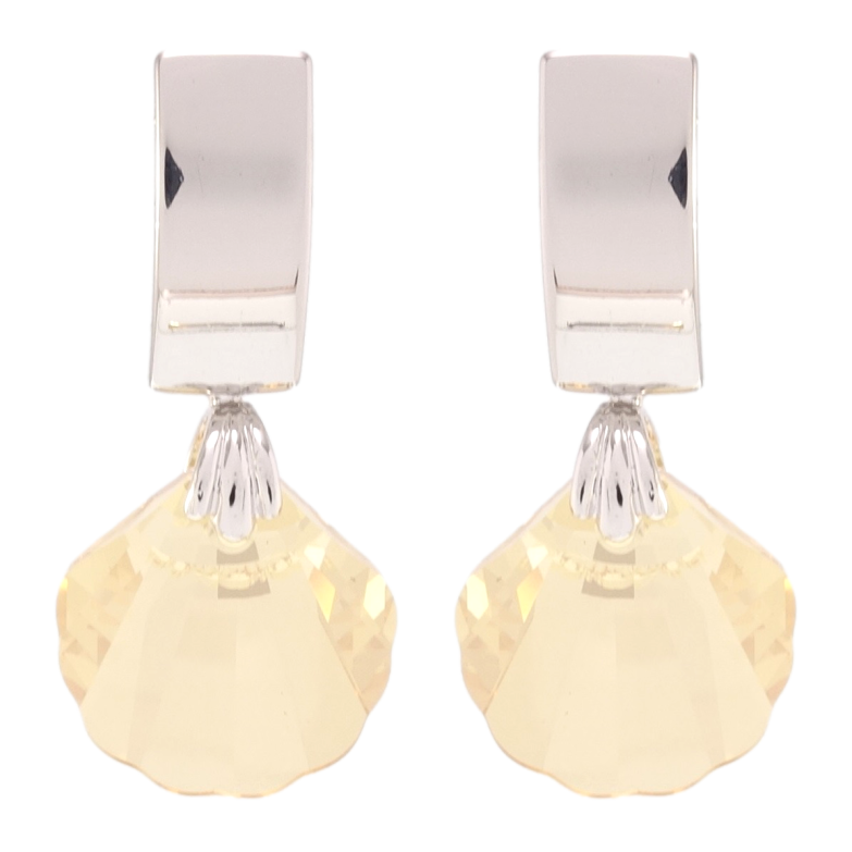 Сережки Xuping колір Родій з кристалами Swarovski пусети Кристальні черепашки Golden Shadow фото №1