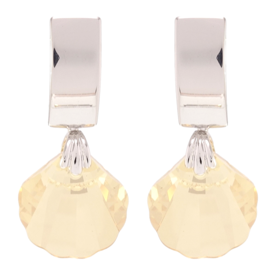 Сережки Xuping колір Родій з кристалами Swarovski пусети Кристальні черепашки Golden Shadow фото №1