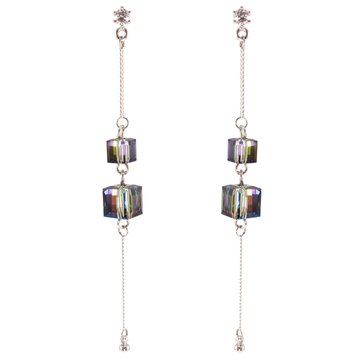 Сережки Xuping колір Родій з кристалами Swarovski пусети Підвіски з кристалами Vitrail Medium фото №7