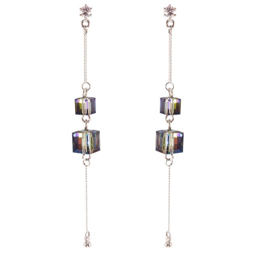 Сережки Xuping колір Родій з кристалами Swarovski пусети Підвіски з кристалами Vitrail Medium фото №1