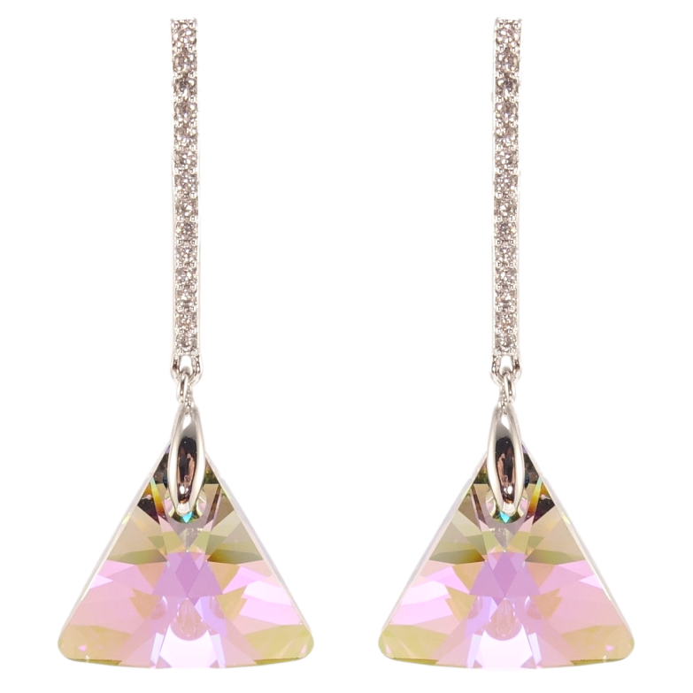 Сережки Xuping колір Родій з кристалами Swarovski пусети Підвіски з кристалами Vitrail Light фото №1