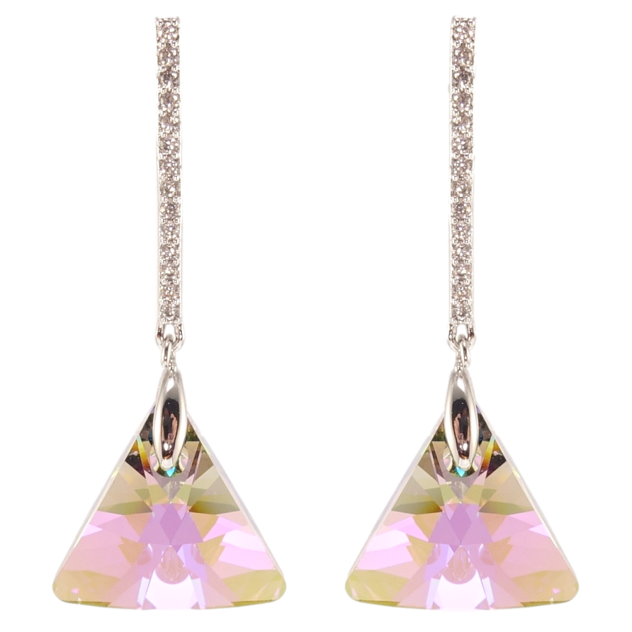 Сережки Xuping колір Родій з кристалами Swarovski пусети Підвіски з кристалами Vitrail Light фото №1