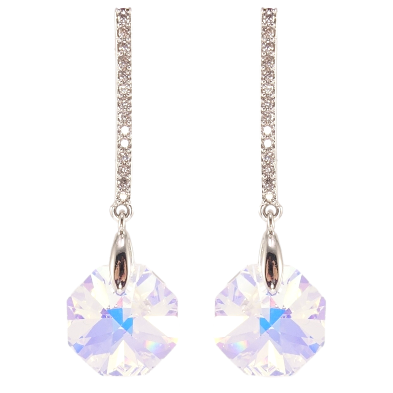 Сережки Xuping колір Родій з кристалами Swarovski пусети Підвіски з кристалами Shimmer фото №1