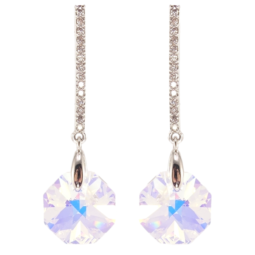 Сережки Xuping колір Родій з кристалами Swarovski пусети Підвіски з кристалами Shimmer фото №1