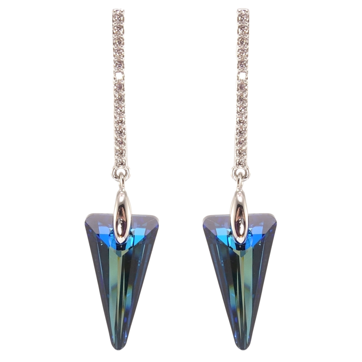 Сережки Xuping колір Родій з кристалами Swarovski пусети Підвіски з кристалами Metallic Blue фото №18