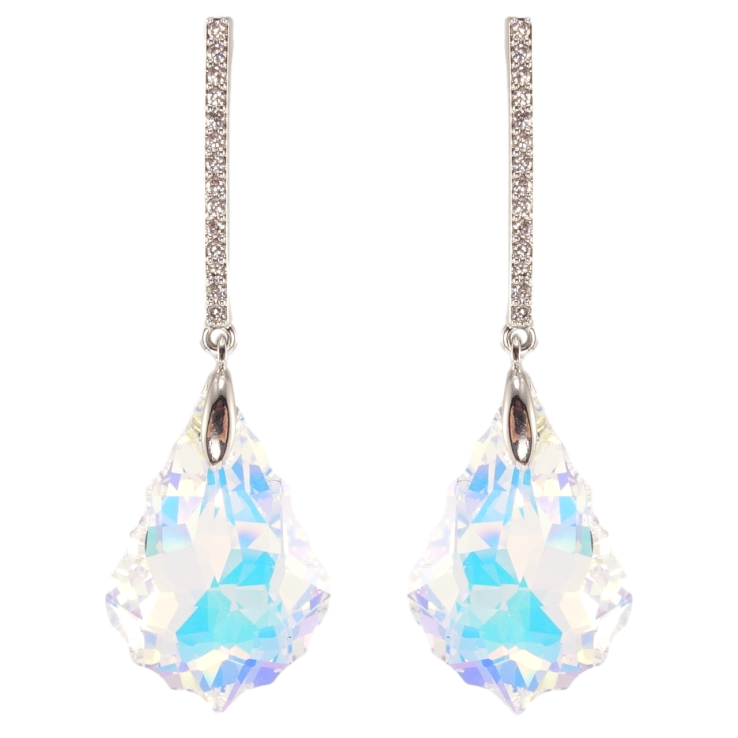 Сережки Xuping колір Родій з кристалами Swarovski пусети Підвіски з кристалами Shimmer фото №6