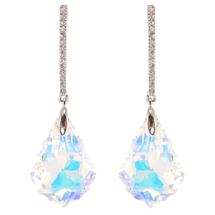 Сережки Xuping колір Родій з кристалами Swarovski пусети Підвіски з кристалами Shimmer фото №1