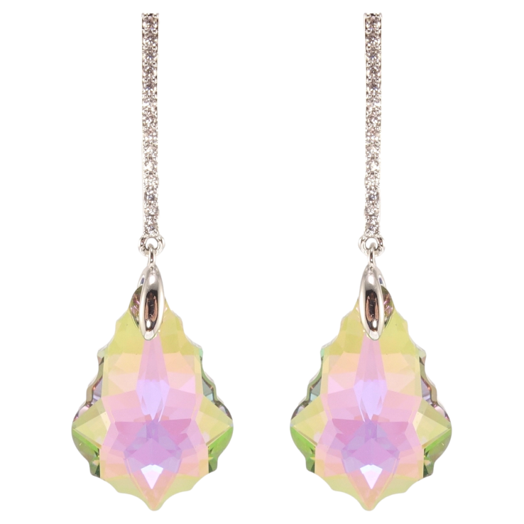 Сережки Xuping колір Родій з кристалами Swarovski пусети Підвіски з кристалами Vitrail Light фото №2