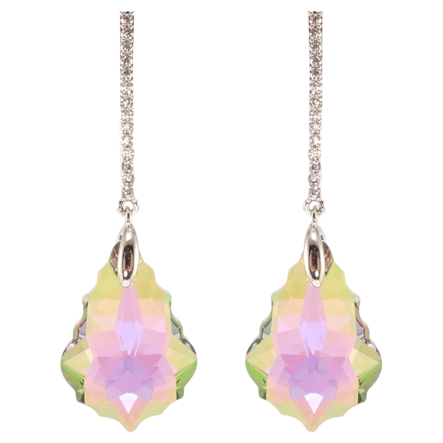 Сережки Xuping колір Родій з кристалами Swarovski пусети Підвіски з кристалами Vitrail Light фото №1