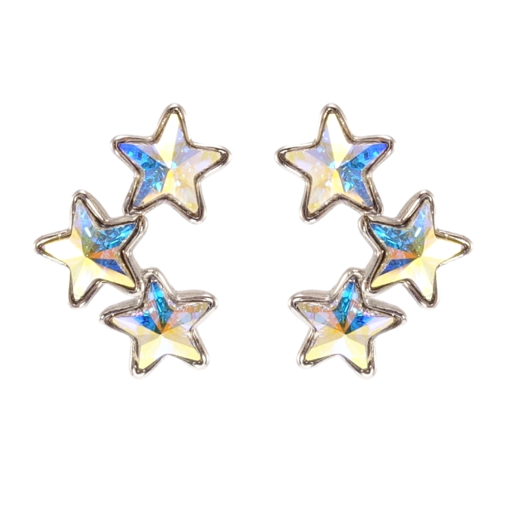 Сережки Xuping колір Родій з кристалами Swarovski пусети Кристальні зірки АВ фото №25