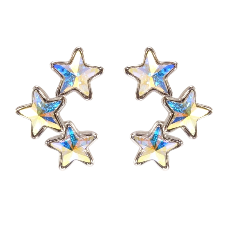 Серьги Xuping цвет Родий с кристаллами Swarovski пусеты Кристальные звезды АВ фото №12