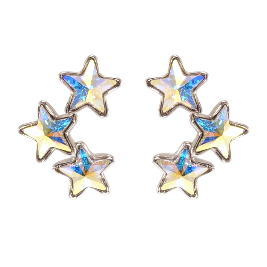 Сережки Xuping колір Родій з кристалами Swarovski пусети Кристальні зірки АВ фото №1