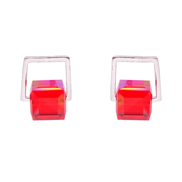 Сережки Xuping колір Родій з кристалами Swarovski пусети Кристали Light Siam фото №2