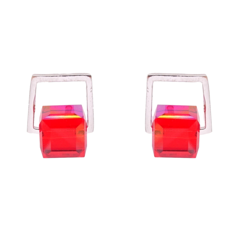 Сережки Xuping колір Родій з кристалами Swarovski пусети Кристали Light Siam фото №1