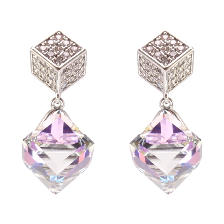 Сережки Xuping колір Родій з кристалами Swarovski пусети Кристали Vitrail Light фото №7