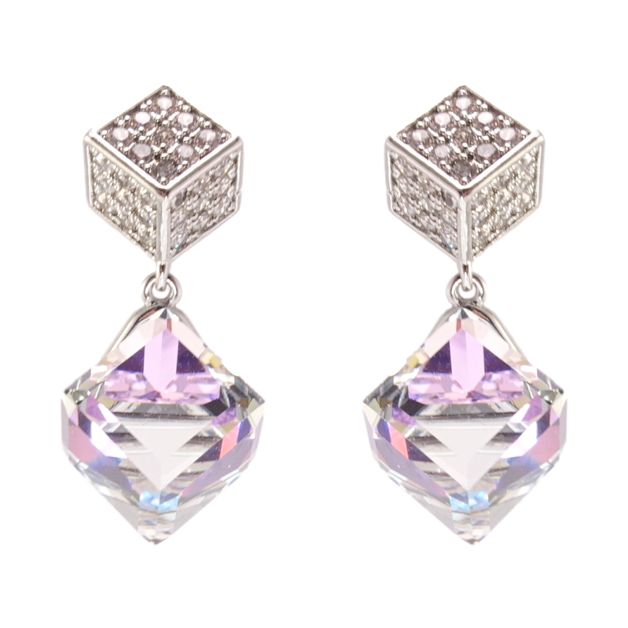 Сережки Xuping колір Родій з кристалами Swarovski пусети Кристали Vitrail Light фото №1