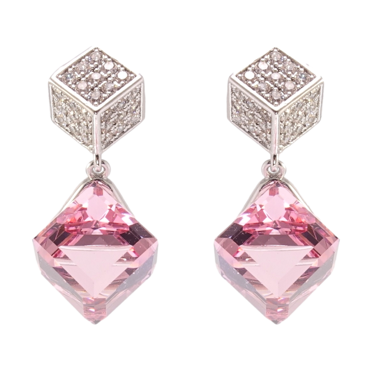 Сережки Xuping колір Родій з кристалами Swarovski пусети Кристали Rose фото №14