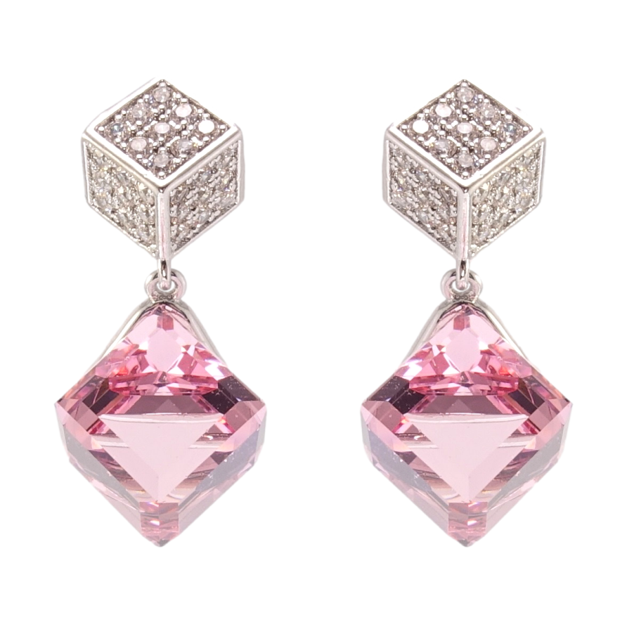 Сережки Xuping колір Родій з кристалами Swarovski пусети Кристали Rose фото №1