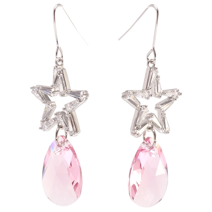 Сережки Xuping колір Родій з кристалами Swarovski французький замок Підвіски з кристалами Light Rose фото №18