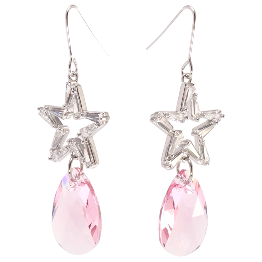 Сережки Xuping колір Родій з кристалами Swarovski французький замок Підвіски з кристалами Light Rose фото №1